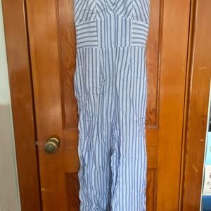 Dex Blue and White Striped Jumpsuit
